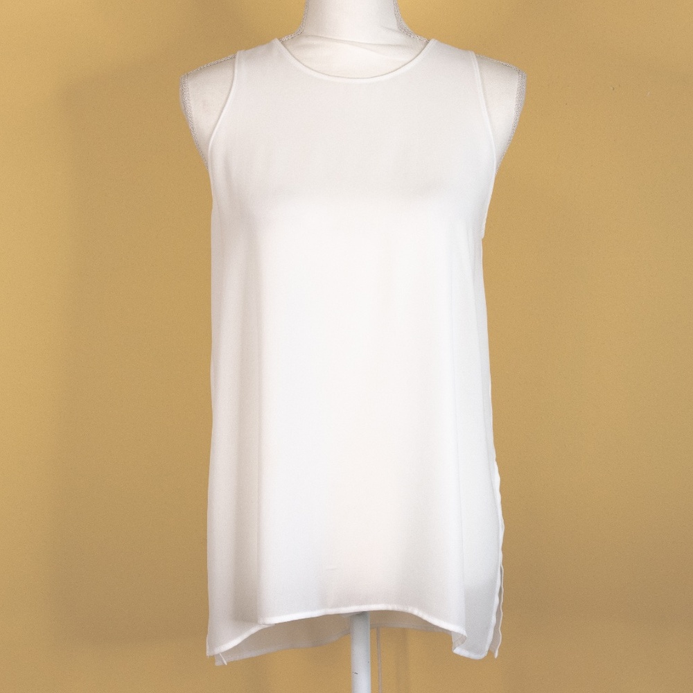 Lush Sheer Sleeveless Pull-Over Hi-Low Blouse w/ Back Closure & Side Slits
